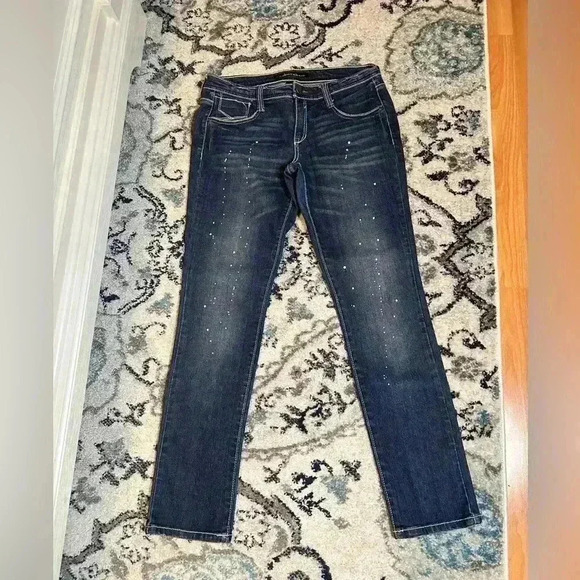 South Pole Women's Medium Wash Straight Leg Embellished Pockets Paint Spots Sz 9 - Picture 1 of 15